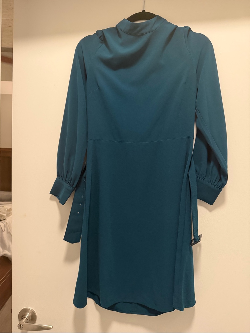 Banana Republic Teal Long-Sleeve Belted A-Line Dress - Picture 2 of 6